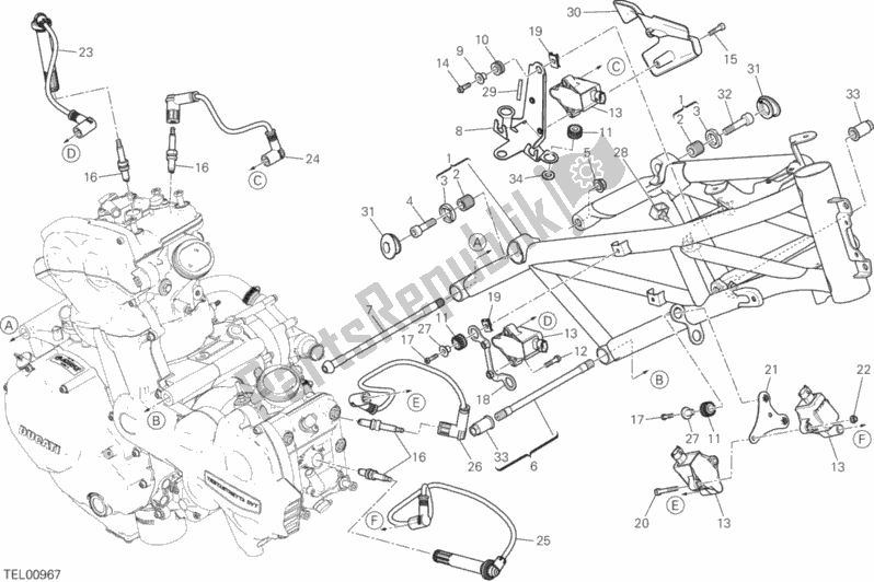 All parts for the Frame of the Ducati Multistrada 1200 Enduro Touring USA 2017